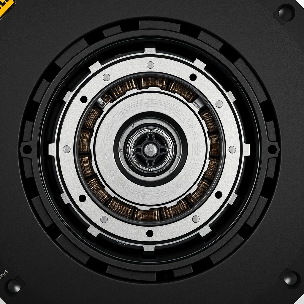 <clean photorealistic photo/illustration of DeWalt DCD791 brushless motor internals