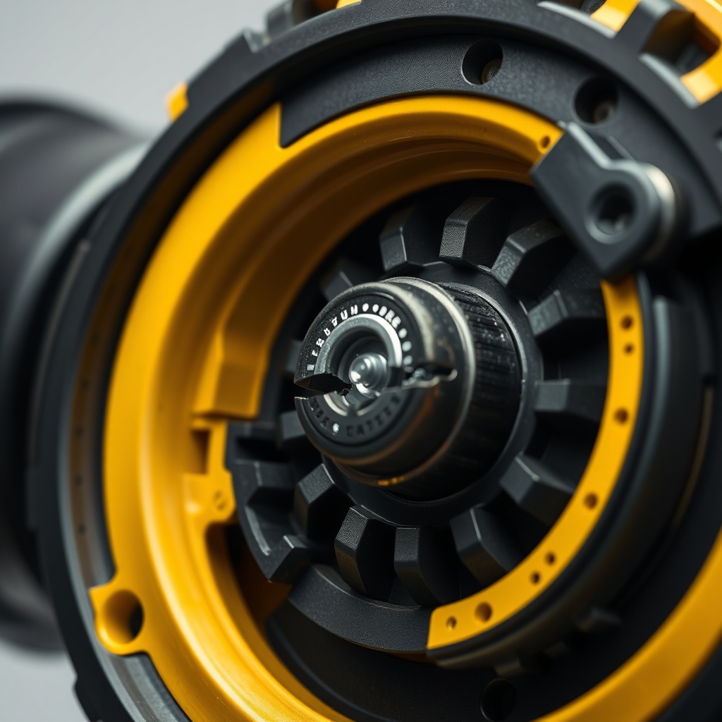 <clean photorealistic photo/illustration showing the internal rotor and stator of a DeWalt