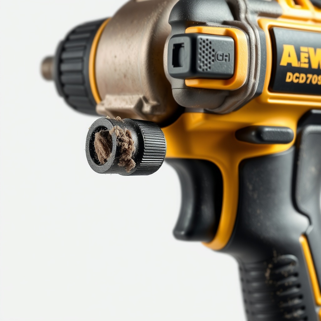 <clean photorealistic photo/illustration of a DeWalt DCD791 drill with the trigger area hi