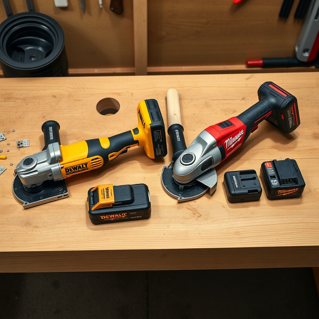 Two oscillating multitools side by side on a wooden workbench