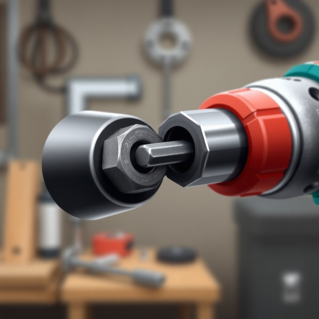 A photorealistic illustration showing a close-up comparison of both drills’ chucks grippin